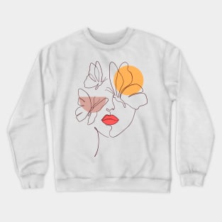 Woman face with butterflies Crewneck Sweatshirt